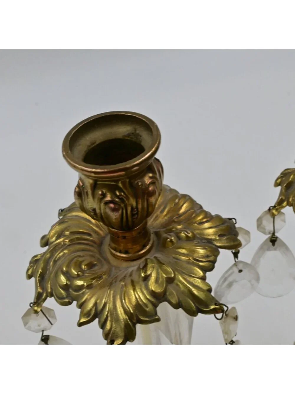 Hollywood Regency Style Ornate Gold cast Brass Candlestick Holders 2 Vintage - Picture 12 of 13